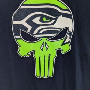 Seattle Seahawks Punisher Tshirt Blue Graphic
